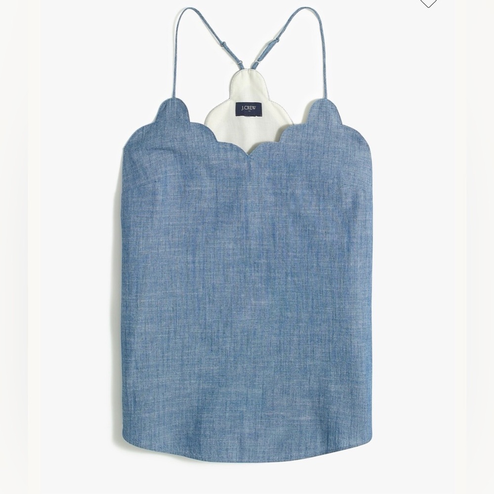 J. Crew Chambray Scalloped Cami Top